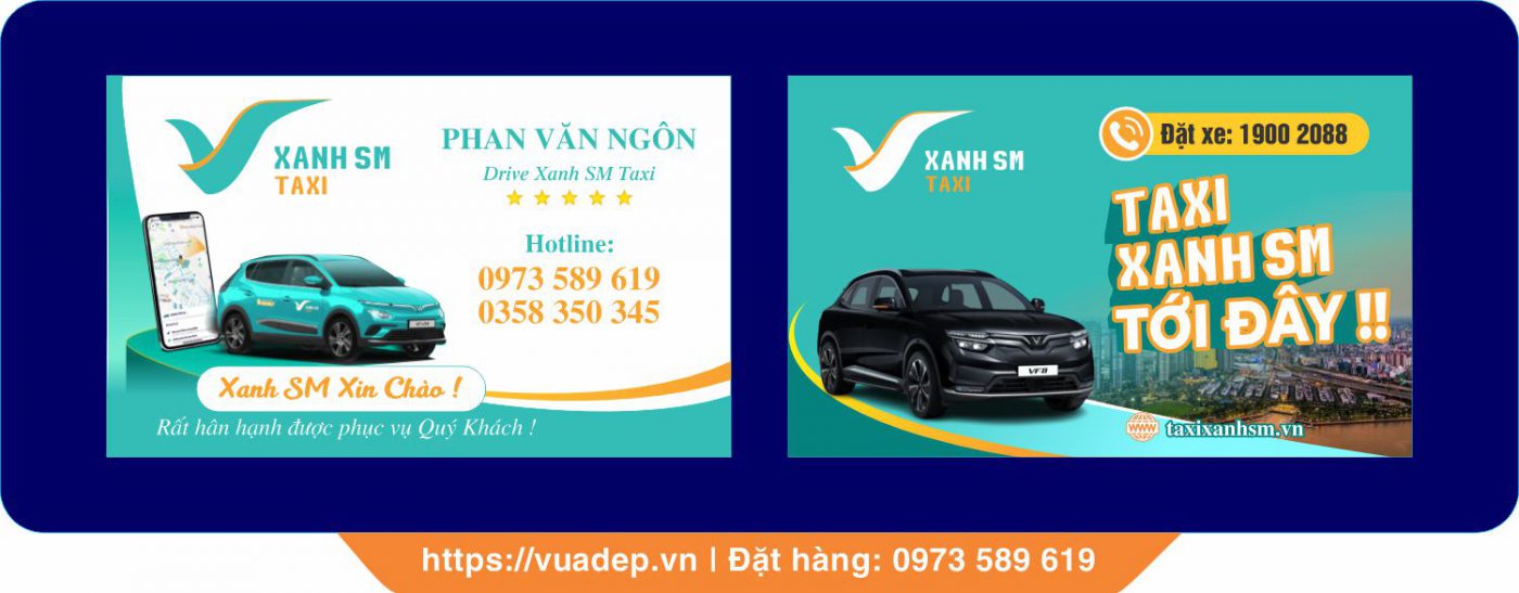 In Card visit xanh sm taxi