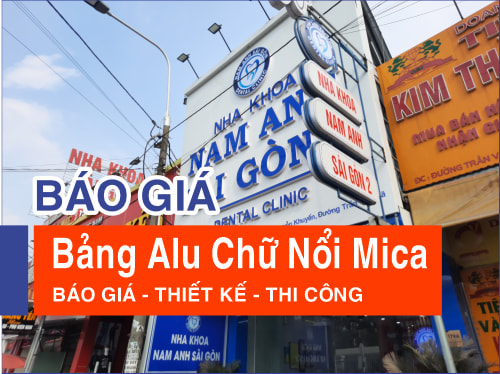 Làm bảng hiệu alu chữ nổi mica tại tphcm